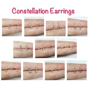 Sterling Silver Zodiac Earrings Constellation Earrings Birthday Earrings